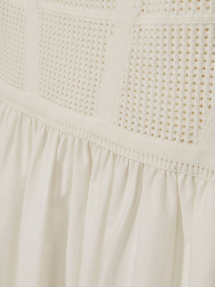 Reiss Ivory Kori Perforated-Knit Cotton-Skirt Midi Dress - Image 6 of 6