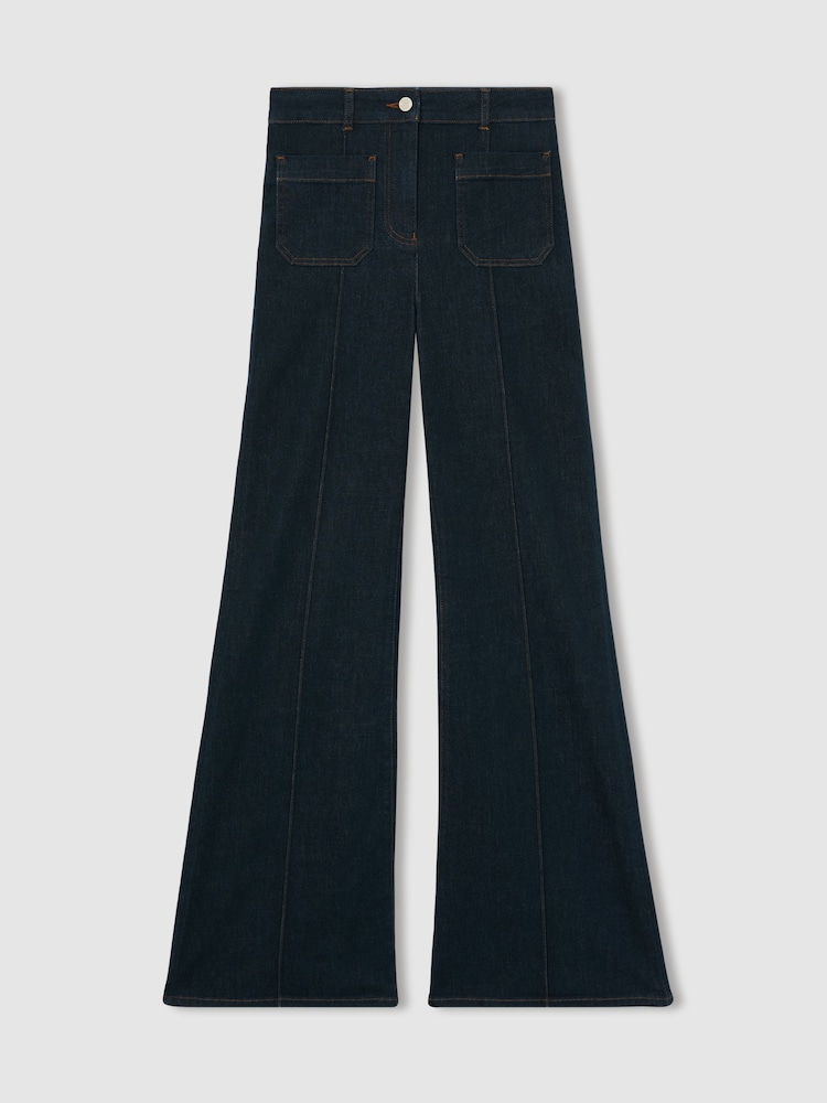 Azul oscuro - Reiss Sakura Patch Pocket Flared Jeans - Imagen 2 de 8 Azul oscuro - Reiss Sakura Patch Pocket Flared Jeans - Imagen 2 de 8