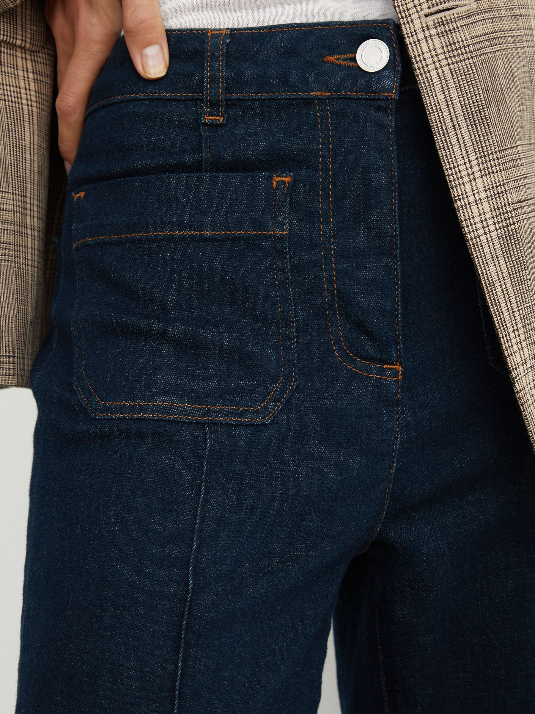 Buy Reiss Dark Blue Sakura Petite Patch-Pocket Flared Jeans from