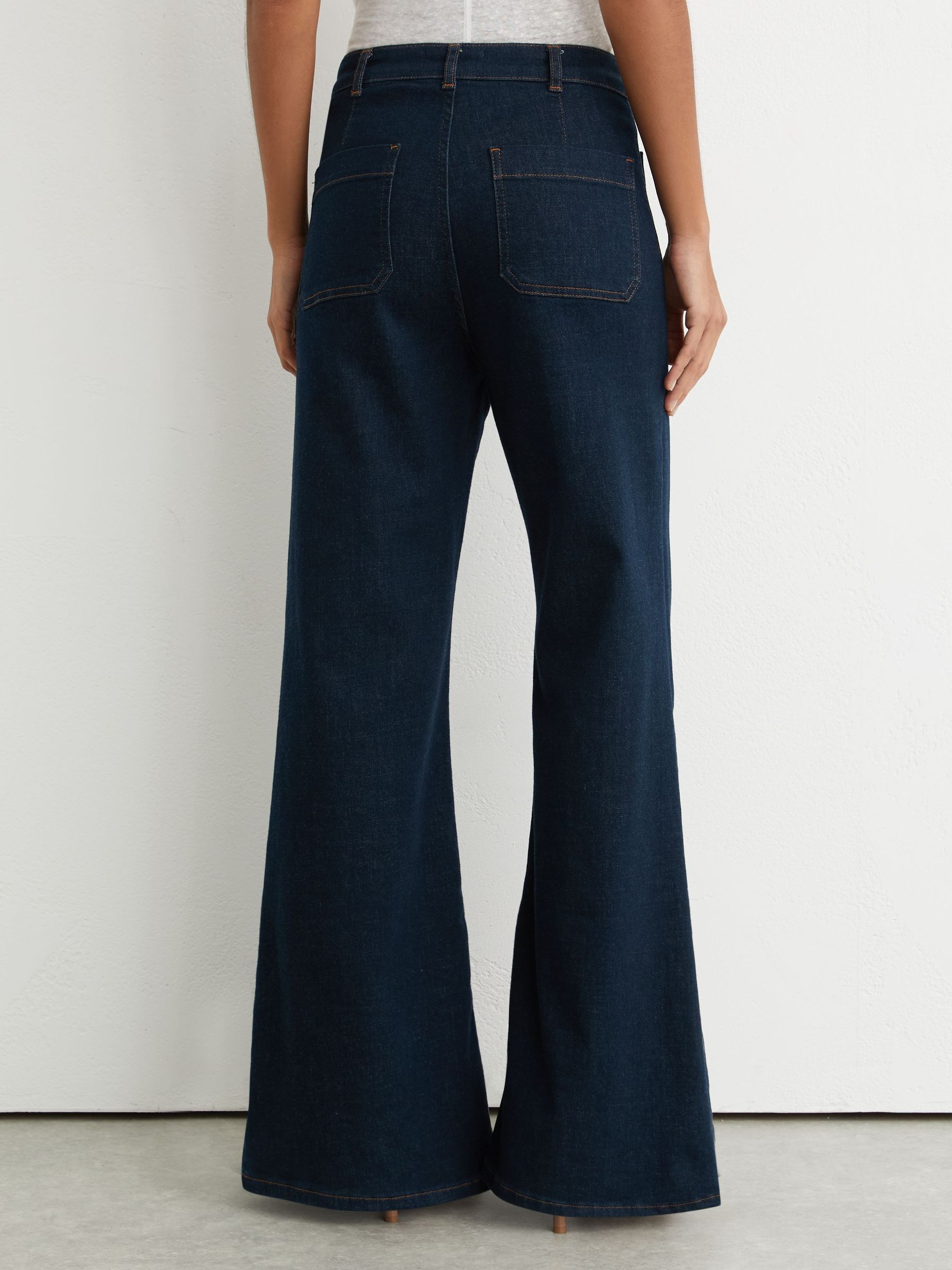 Buy Reiss Dark Blue Sakura Petite Patch-Pocket Flared Jeans from