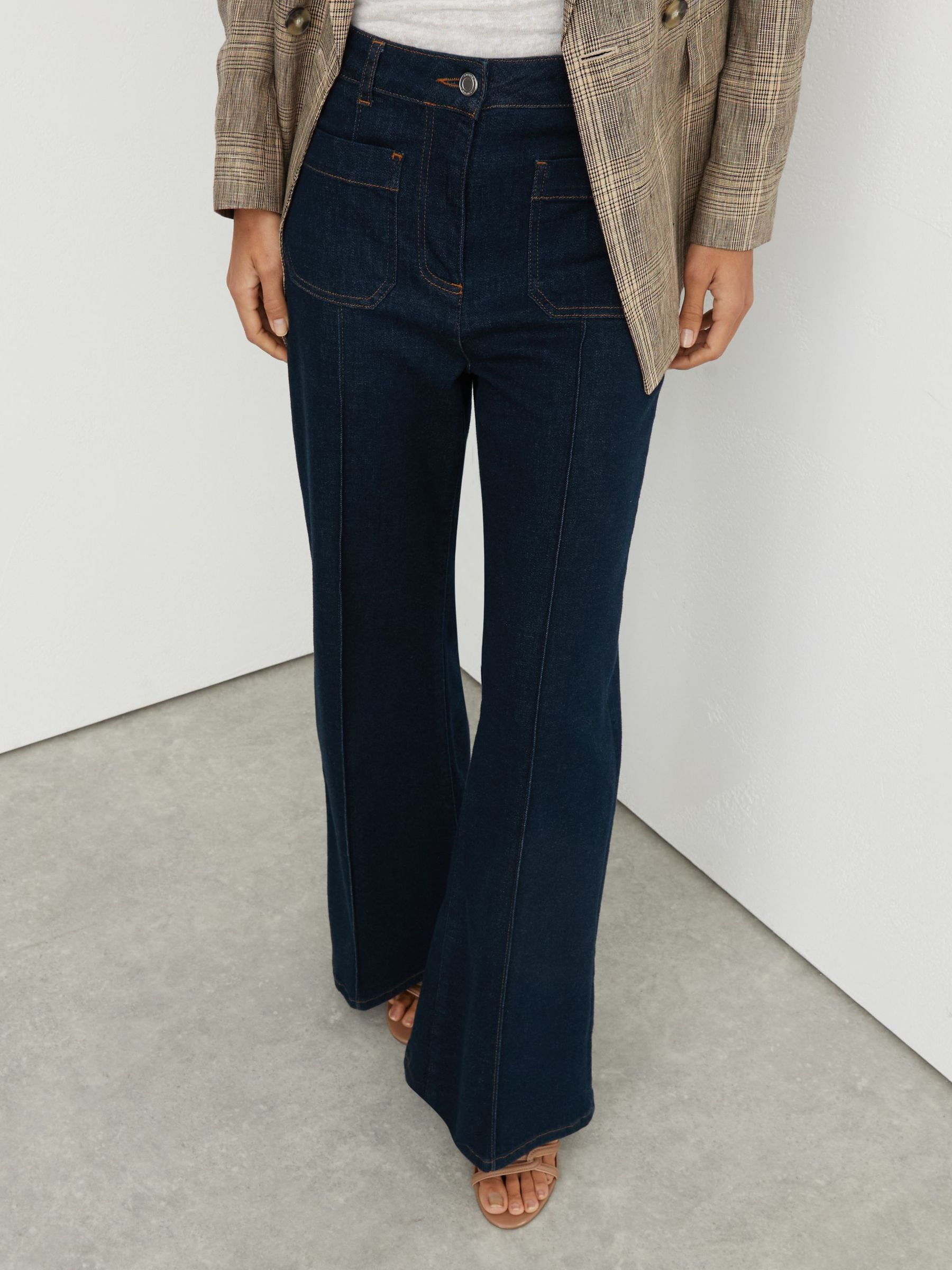 Buy Reiss Dark Blue Sakura Petite Patch-Pocket Flared Jeans from