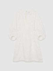 Reiss Ivory Romi Linen Balloon Sleeve Mini Dress - Image 2 of 6