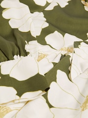 Reiss Ivory/Green Delilah Floral Tie-Neck Swing Blouse - Image 5 of 5