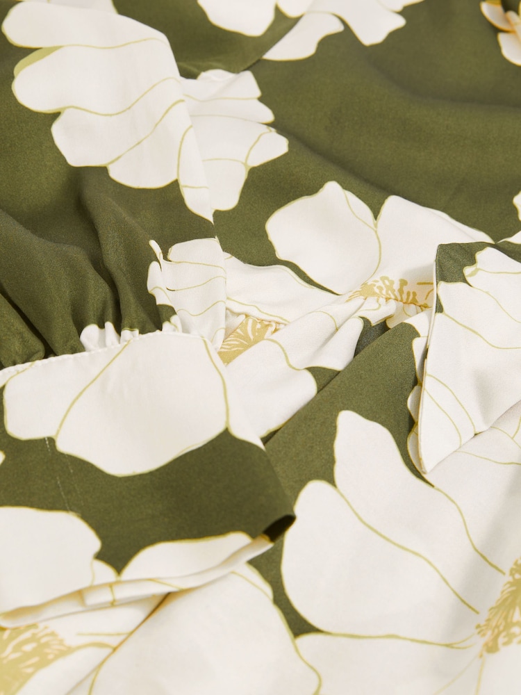 Reiss Ivory/Green Delilah Floral Tie-Neck Swing Blouse - Image 5 of 5