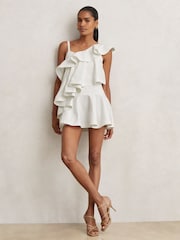 Reiss Ivory Hera Cotton Tiered Ruffle Mini Dress - Image 1 of 6
