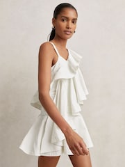 Reiss Ivory Hera Cotton Tiered Ruffle Mini Dress - Image 3 of 6