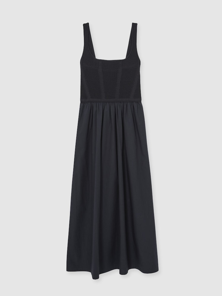 Reiss Navy Kori Perforated-Knit Cotton-Skirt Midi Dress - Image 2 of 5