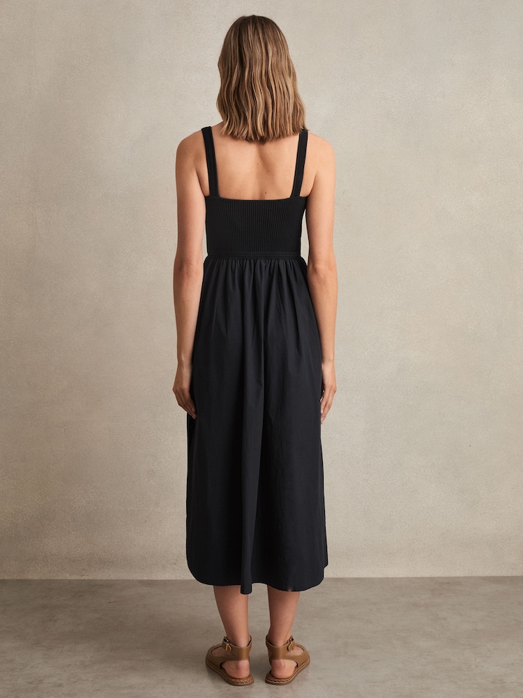 Buy Reiss Navy Kori Perforated-Knit Cotton-Skirt Midi Dress from Next USA Buy Reiss Navy Kori Perforated-Knit Cotton-Skirt Midi Dress from Next USA