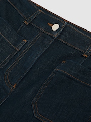 Reiss Dark Blue Sakura Patch Pocket Flared Jeans - Image 6 of 6
