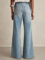Reiss Light Blue Sakura Patch Pocket Flared Jeans - Image 6 of 7