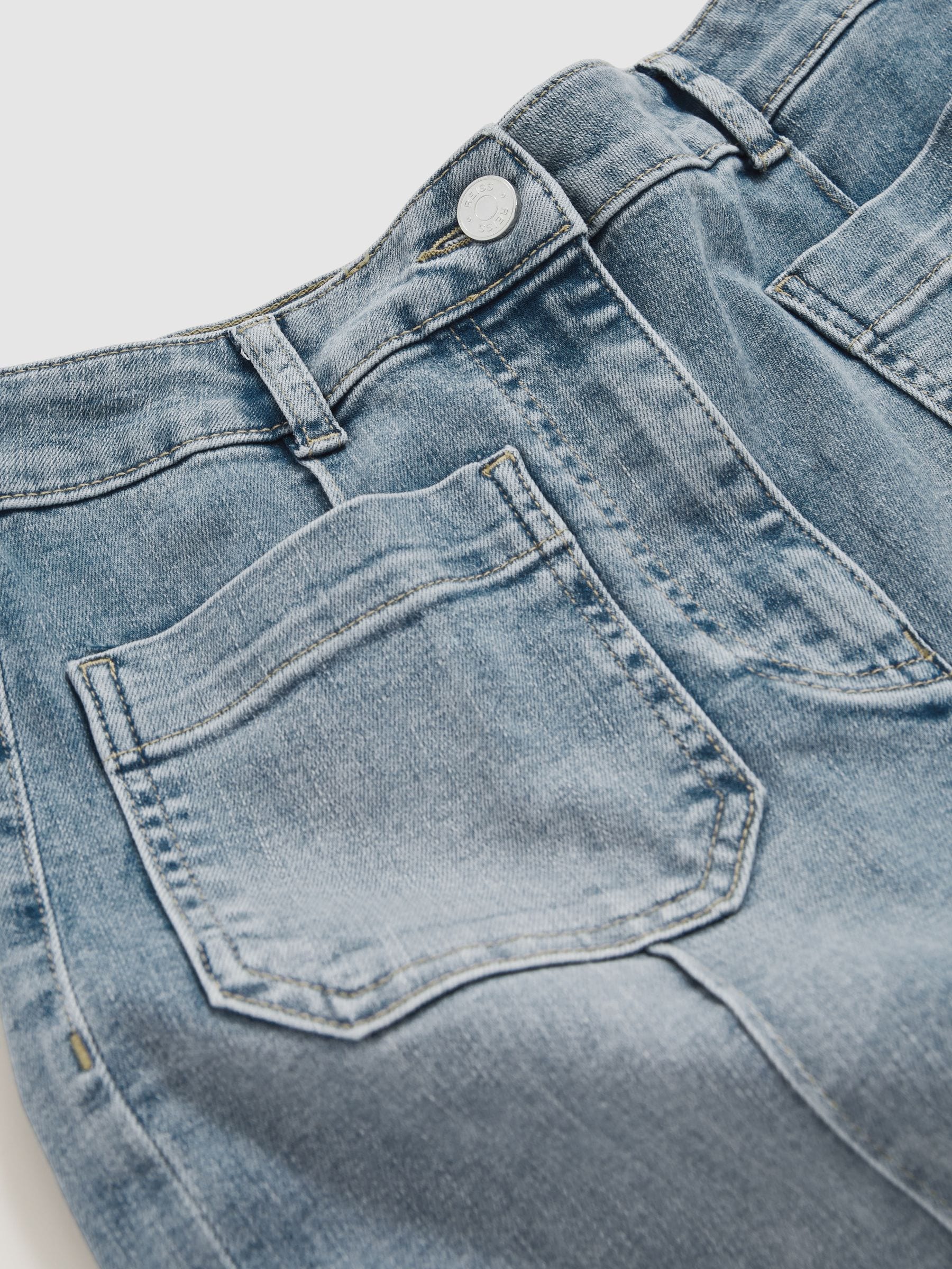 Buy Reiss Light Blue Sakura Patch-Pocket Flared Jeans from the