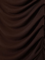 Reiss Chocolate Brown Ceres Ruched Jersey Mini Dress - Image 7 of 7
