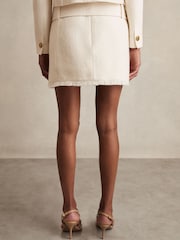 Reiss White Mia Bouclé Belted Mini Skirt With Wool and Cotton - Image 5 of 6