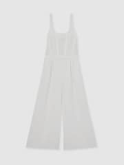 Reiss Ivory Carla Perforated-Knit Wide-Leg Jumpsuit - Image 2 of 6