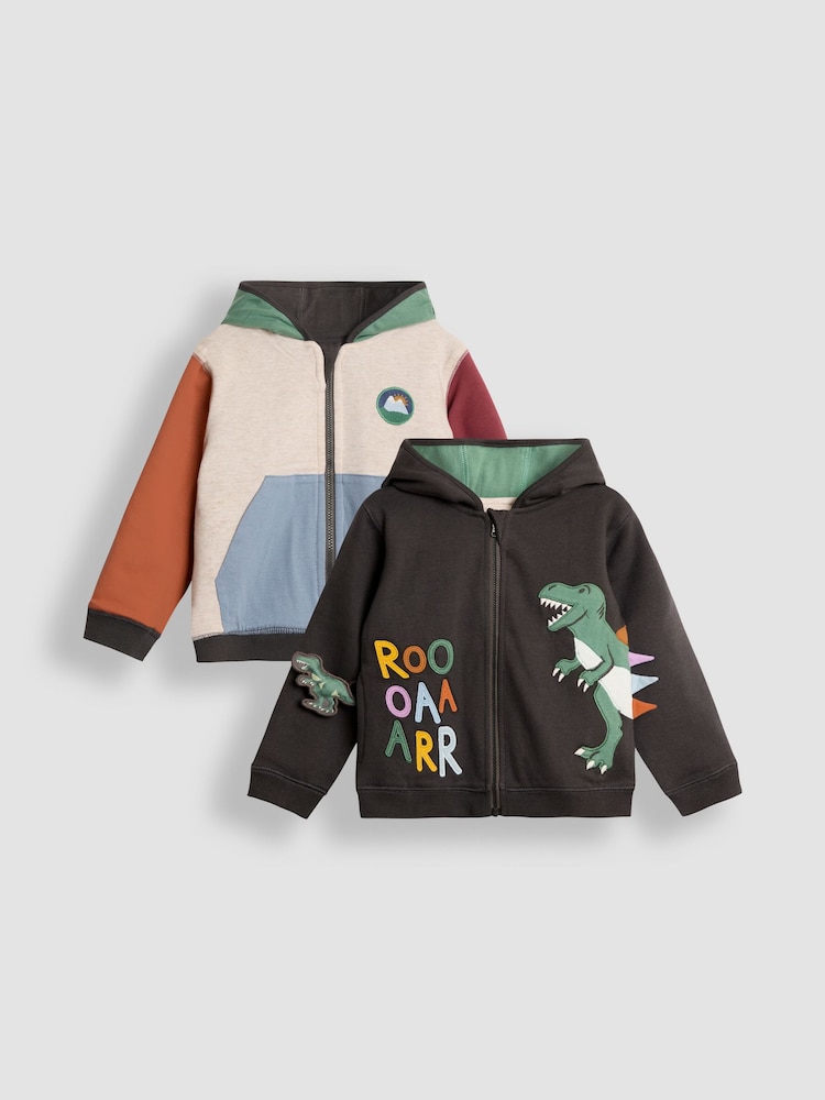 JoJo Maman Bébé Grey Appliqué Reversible Hoodie - Image 1 of 9