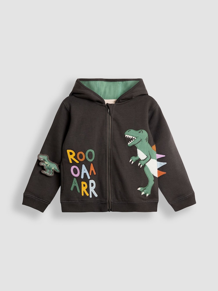 JoJo Maman Bébé Grey Appliqué Reversible Hoodie - Image 2 of 9