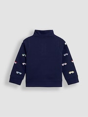 JoJo Maman Bébé Blue Embroidered Half-Zip Sweatshirt - Image 2 of 3