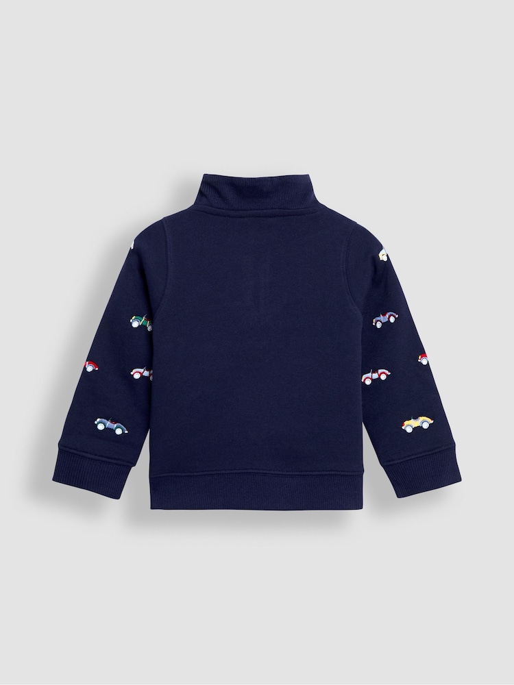 JoJo Maman Bébé Blue Embroidered Half-Zip Sweatshirt - Image 2 of 3