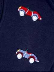 JoJo Maman Bébé Blue Embroidered Half-Zip Sweatshirt - Image 3 of 3