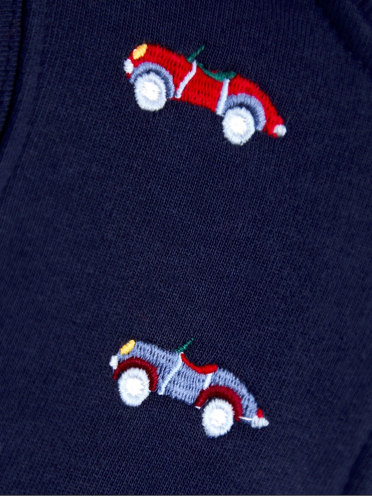 JoJo Maman Bébé Blue Embroidered Half-Zip Sweatshirt - Image 3 of 3