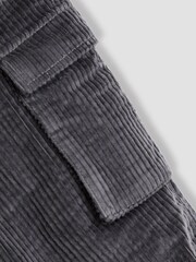 JoJo Maman Bébé Charcoal Grey Cord Cargo Trousers - Image 2 of 4