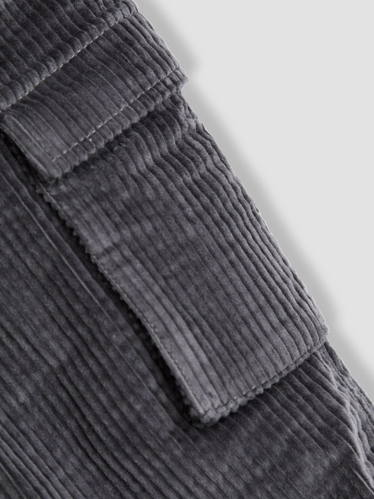 JoJo Maman Bébé Charcoal Grey Cord Cargo Trousers - Image 2 of 4