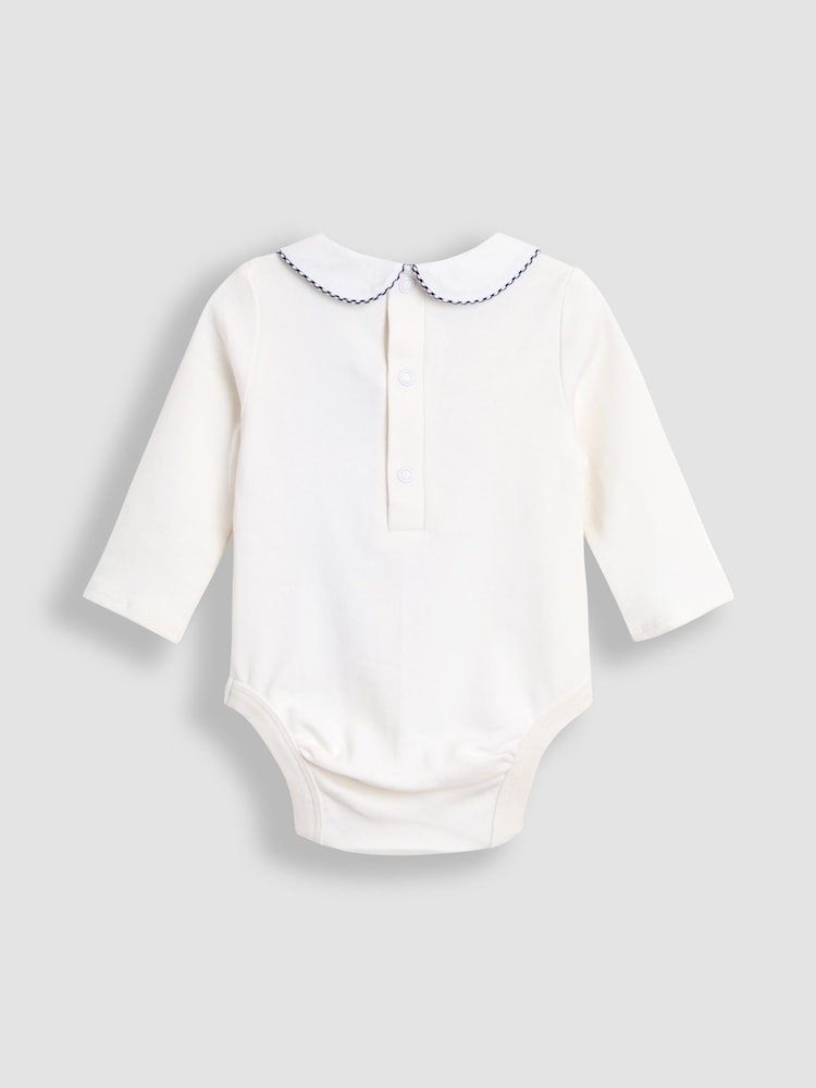 JoJo Maman Bébé White London Guard Embroidered Collar Bodysuit - Image 2 of 3 JoJo Maman Bébé White London Guard Embroidered Collar Bodysuit - Image 2 of 3