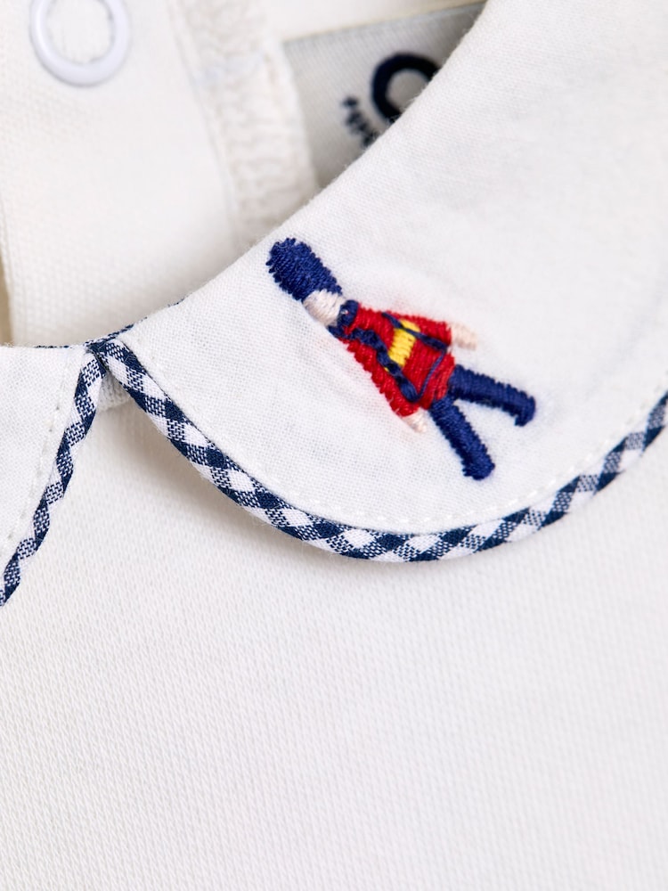 JoJo Maman Bébé White London Guard Embroidered Collar Bodysuit - Image 3 of 3 JoJo Maman Bébé White London Guard Embroidered Collar Bodysuit - Image 3 of 3