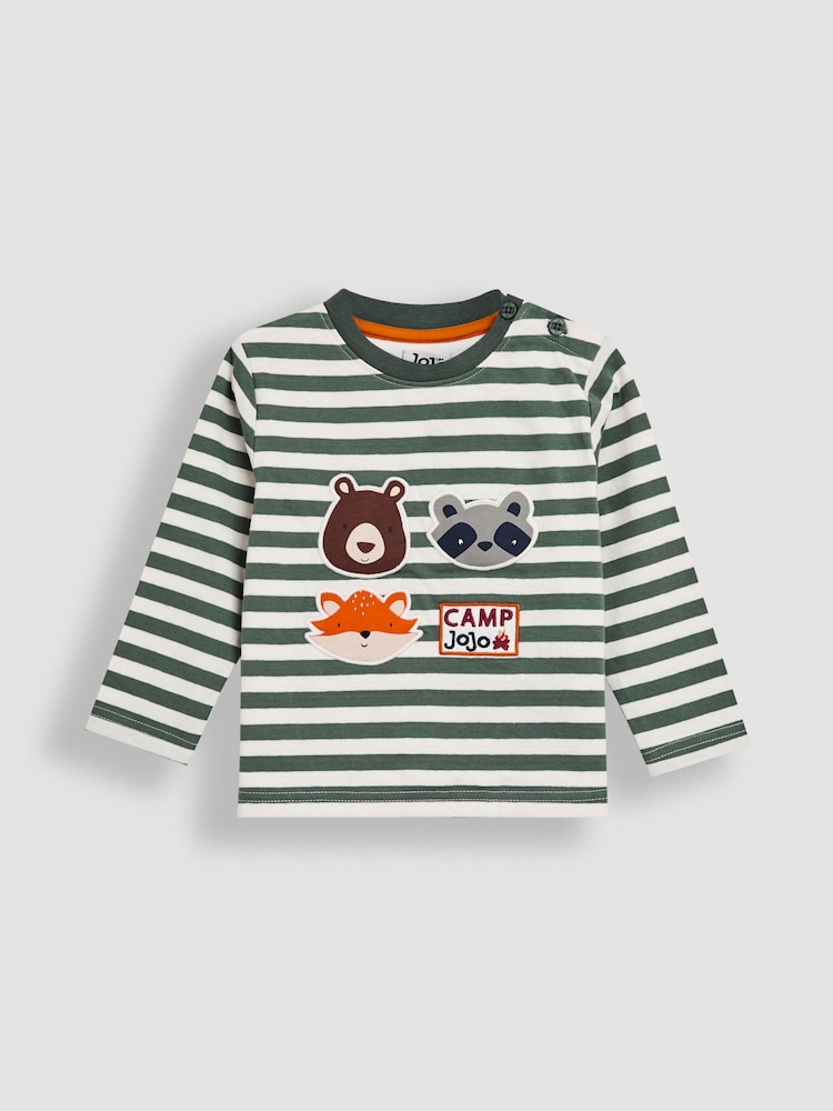JoJo Maman Bébé Green Woodland Friends Appliqué Motif Top - Image 1 of 3