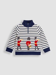 Creme - JoJo Maman Bébé Tractor Applique Half-Zip Sweatshirt - Bild 1 von 3