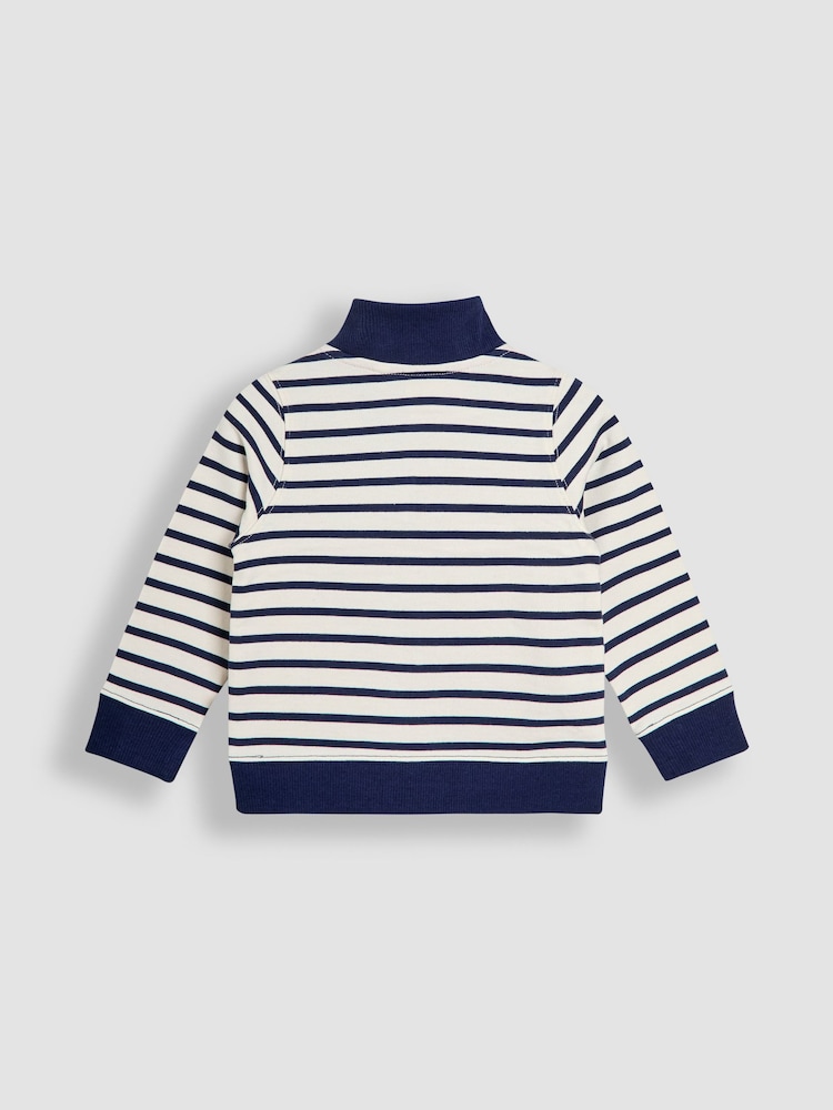 Creme - JoJo Maman Bébé Tractor Applique Half-Zip Sweatshirt - Bild 2 von 3