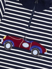 Marineblau/blau - JoJo Maman Bébé Tractor Applique Half-Zip Sweatshirt - Bild 3 von 3
