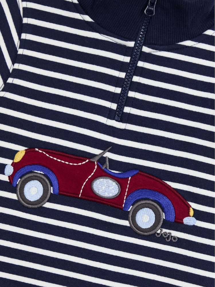 Marineblau/blau - JoJo Maman Bébé Tractor Applique Half-Zip Sweatshirt - Bild 3 von 3