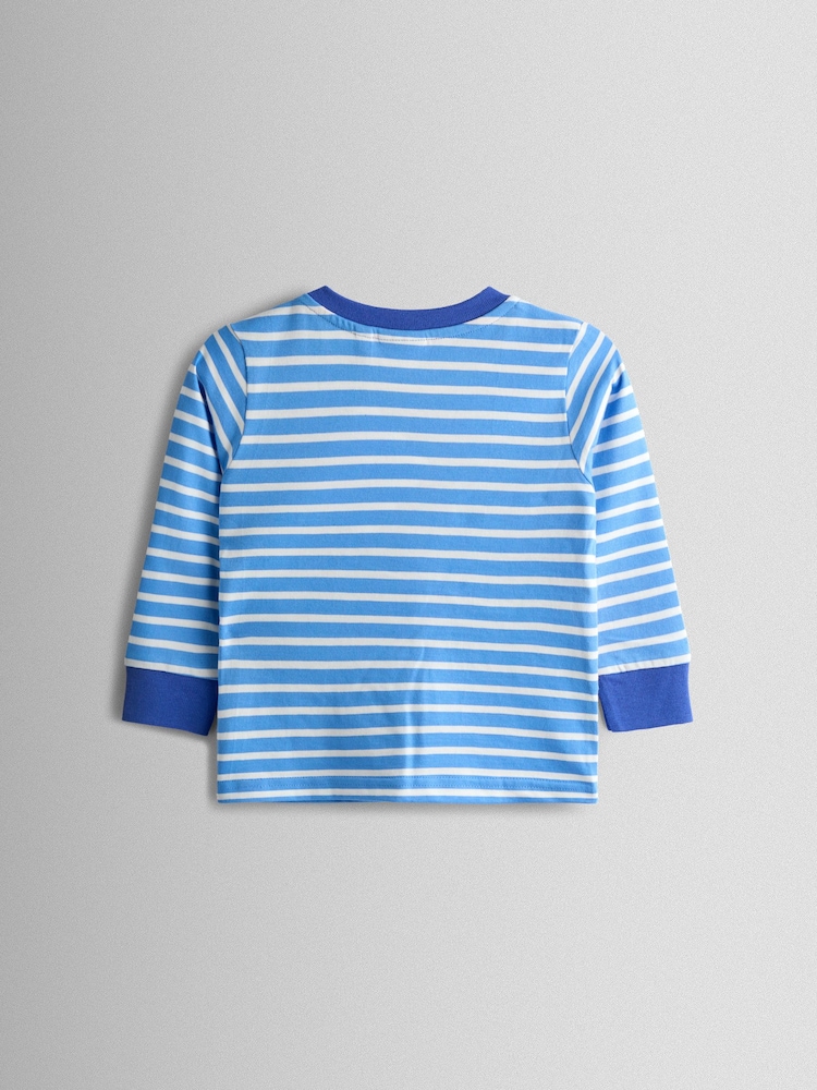 بطبعة معدات بناء، اللون أزرق - JoJo Maman Bébé Applique Top - Image 2 of 4