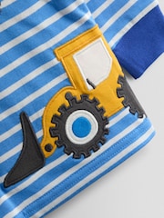 بطبعة معدات بناء، اللون أزرق - JoJo Maman Bébé Applique Top - Image 3 of 4