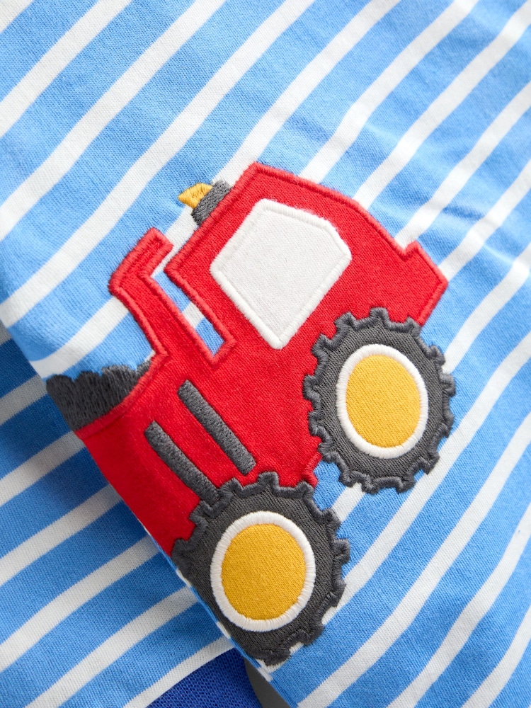 بطبعة معدات بناء، اللون أزرق - JoJo Maman Bébé Applique Top - Image 4 of 4