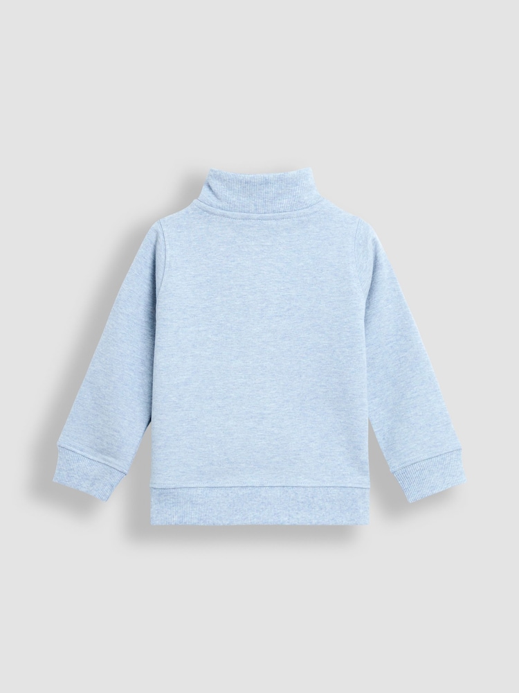 Blau - JoJo Maman Bébé Tractor Applique Half-Zip Sweatshirt - Bild 2 von 3