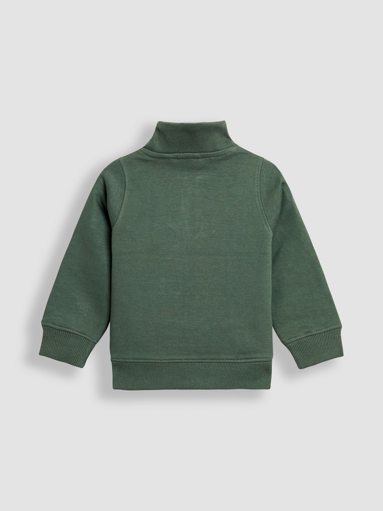Grün - JoJo Maman Bébé Tractor Applique Half-Zip Sweatshirt - Bild 2 von 3