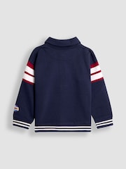 JoJo Maman Bébé Navy Blue Varsity Half-Zip Sweatshirt - Image 2 of 4