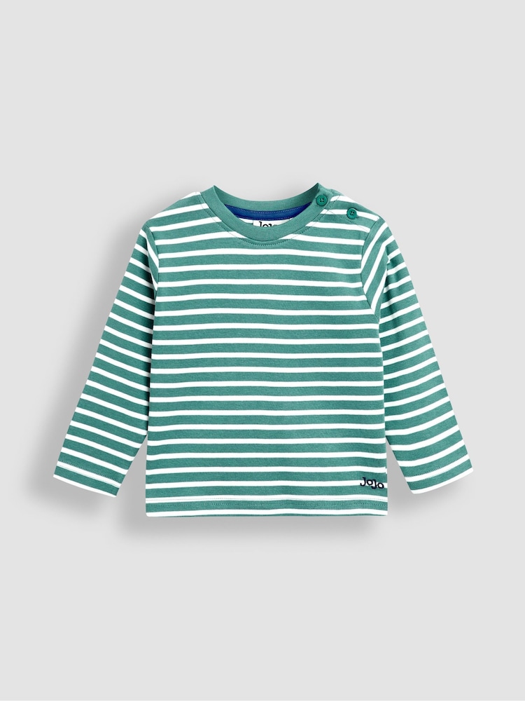 Jojo Maman Bébé Green Classic Stripe Top - Image 1 of 3