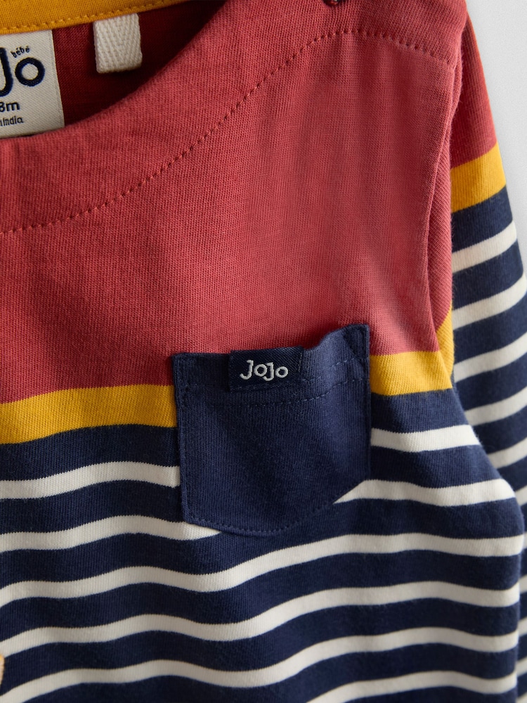 JoJo Maman Bébé Navy Blue Highland Cow Stripe Top - Image 4 of 4