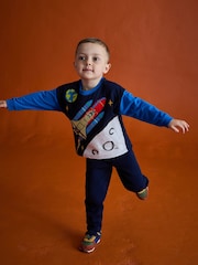 JoJo Maman Bébé Navy Blue 2-Piece Appliqué Top & Leggings Set - Image 1 of 2
