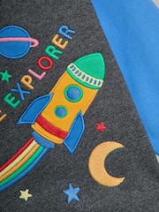 JoJo Maman Bébé Dark Grey Appliqué Drop Shoulder Sweatshirt - Image 3 of 3
