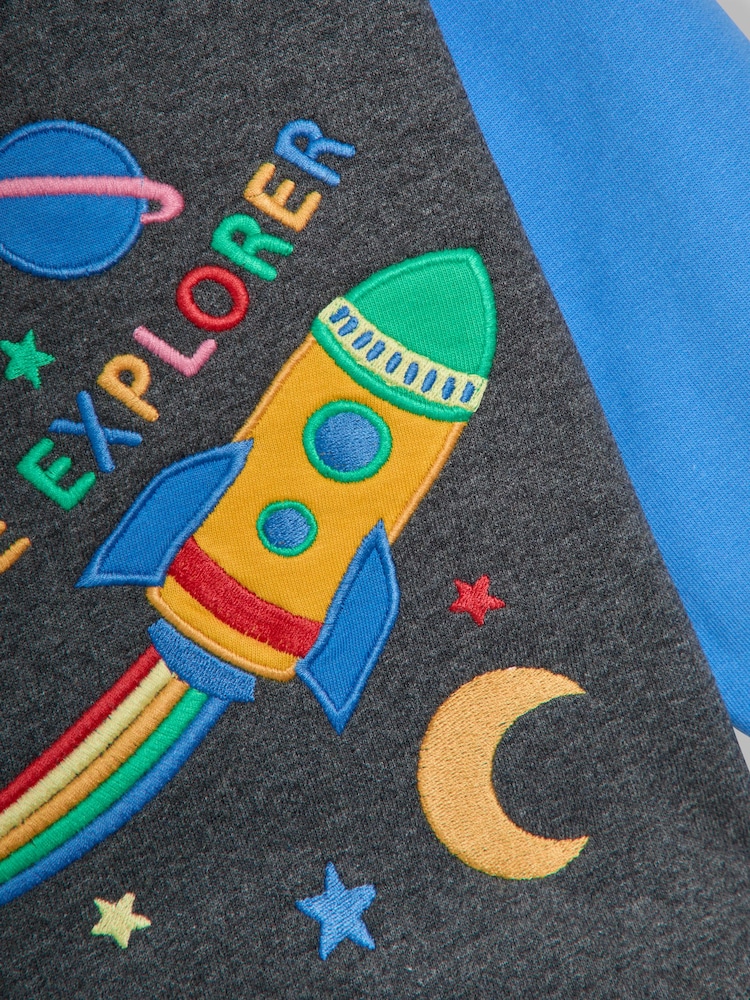 JoJo Maman Bébé Dark Grey Appliqué Drop Shoulder Sweatshirt - Image 3 of 3