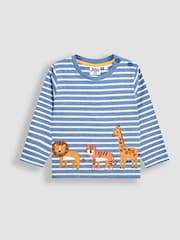 JoJo Maman Bébé Blue Appliqué Border Top - Image 1 of 3