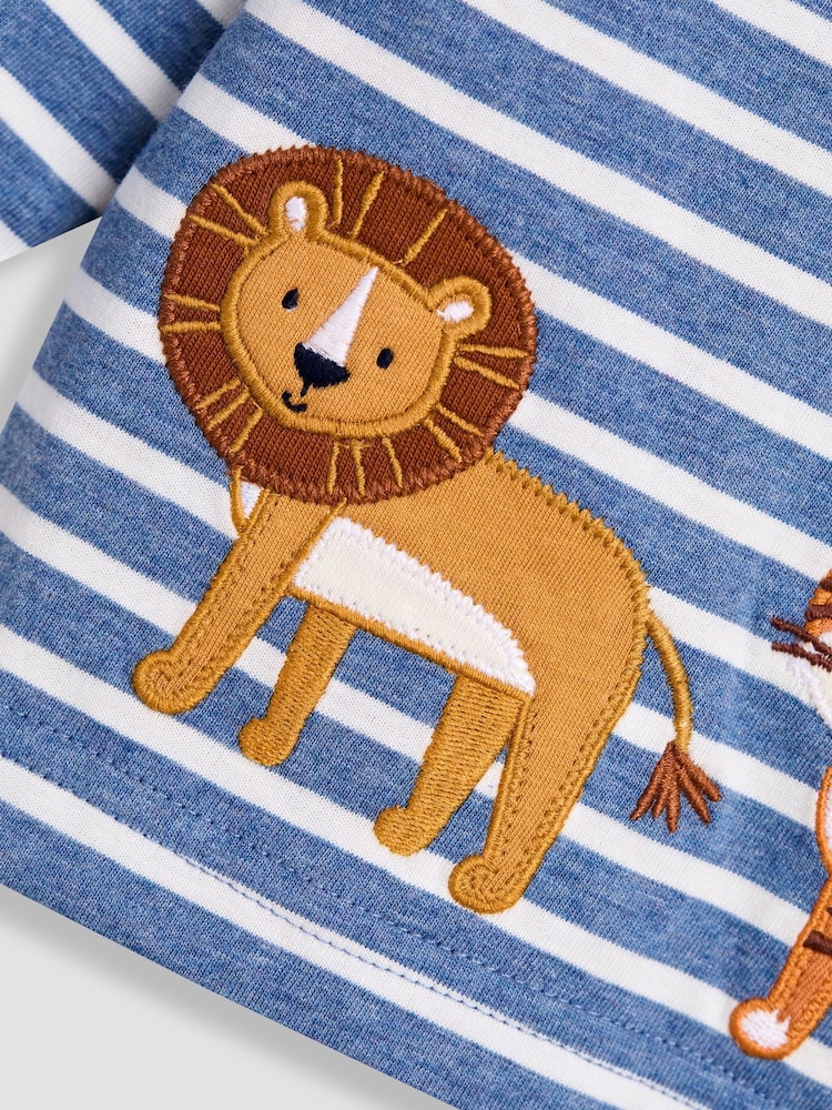 JoJo Maman Bébé Blue Safari Appliqué Border Top - Image 3 of 3 JoJo Maman Bébé Blue Safari Appliqué Border Top - Image 3 of 3