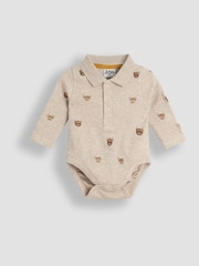 JoJo Maman Bébé Natural Highland Cow Embroidered Polo Body - Image 1 of 5