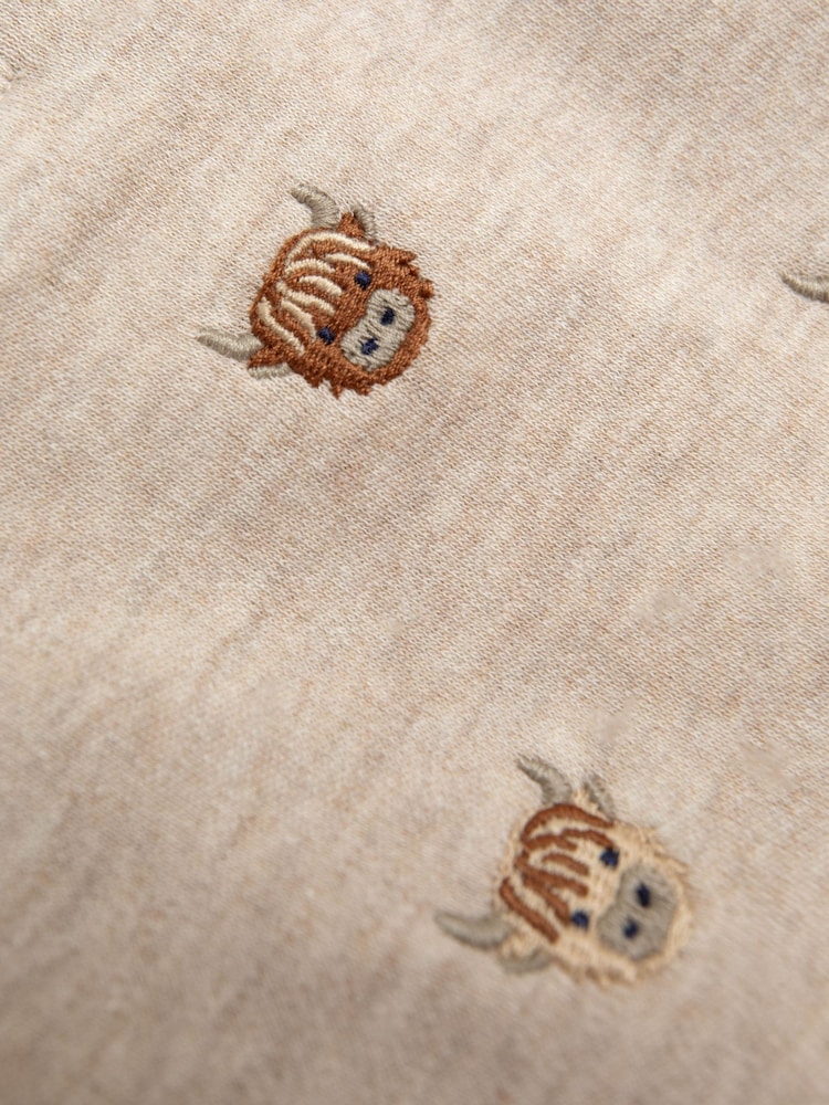JoJo Maman Bébé Natural Highland Cow Embroidered Polo Body - Image 2 of 5 JoJo Maman Bébé Natural Highland Cow Embroidered Polo Body - Image 2 of 5