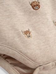 JoJo Maman Bébé Natural Highland Cow Embroidered Polo Body - Image 3 of 5