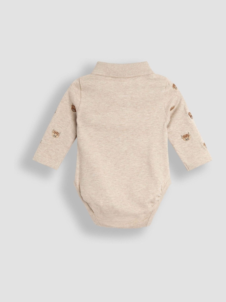 JoJo Maman Bébé Natural Highland Cow Embroidered Polo Body - Image 5 of 5 JoJo Maman Bébé Natural Highland Cow Embroidered Polo Body - Image 5 of 5